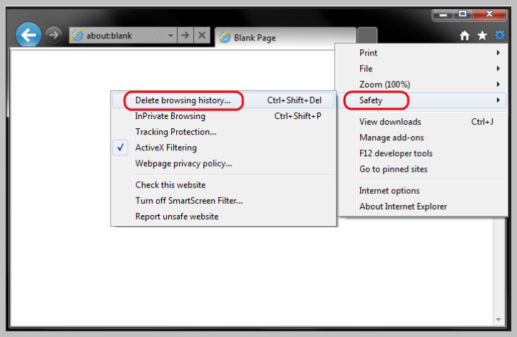 how to clear cache on internet explorer